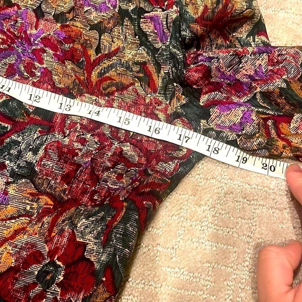 VTG 80s Dark Floral Peplum Dress Avant Garde Power Silhouette Editorial Goth 6 - Picture 8 of 11